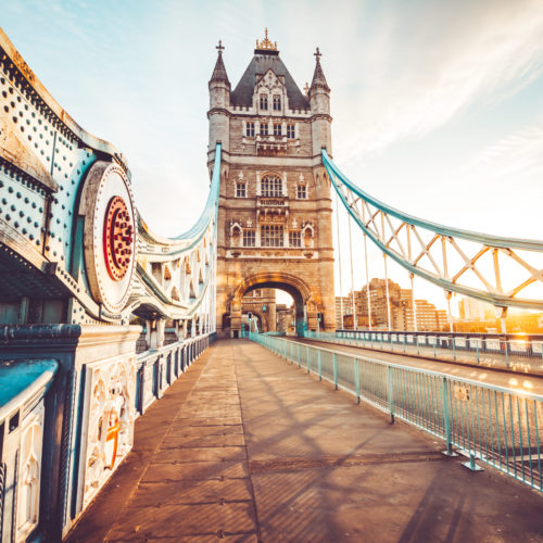 Spectacular Tower Bridge in London at sunset